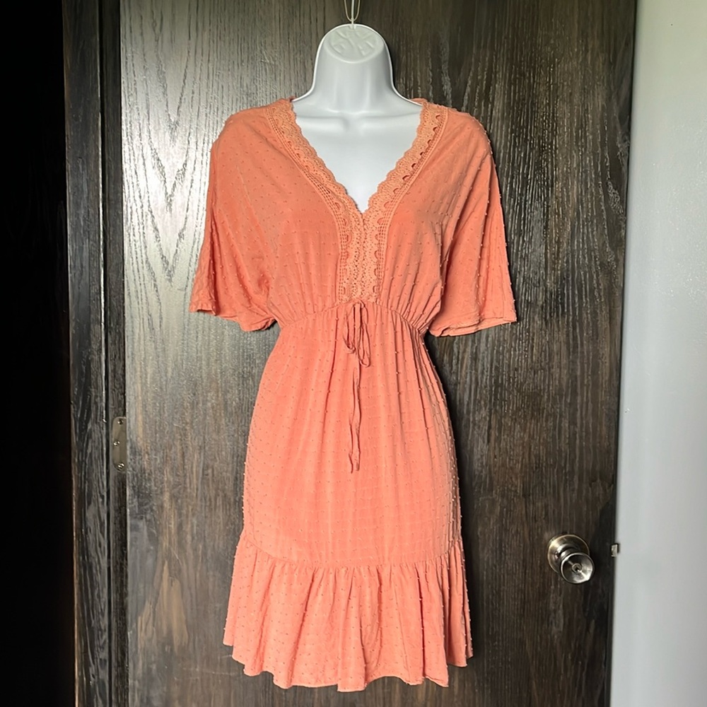 Blush lace v-neck for dress, XL by SHEIN